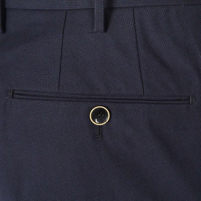 COTTON TROUSERS WITH MICROPATTERN Man Navy blue
