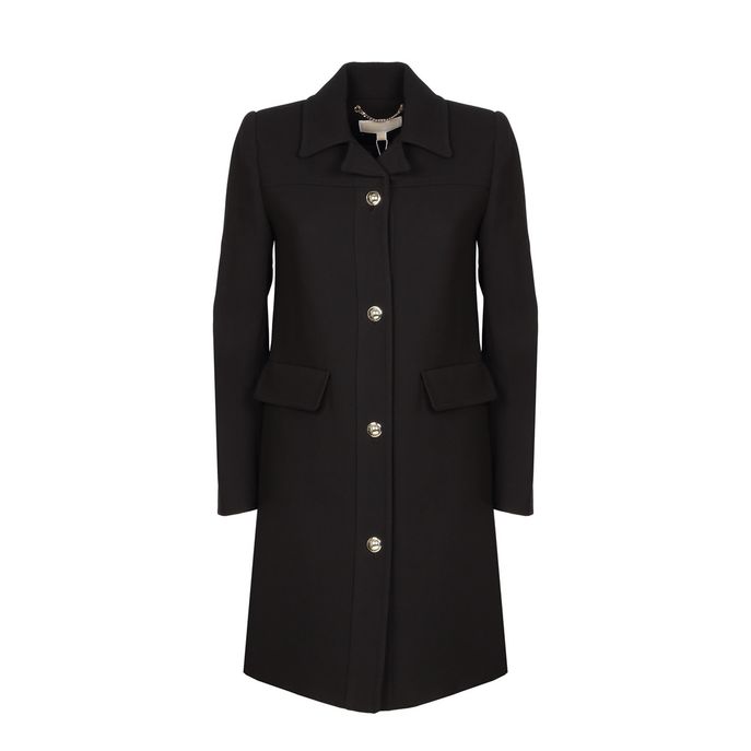 MICHAEL KORS CREPE COAT WITH BUTTONS Woman Black | Mascheroni Moda