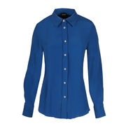 CREPE DE CHINE MIXED SHIRT Woman Bluette CREPE DE CHINE MIXED SHIRT Woman Bluette