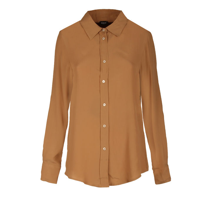 CREPE DE CHINE MIXED SHIRT Woman Camel 7000331300068