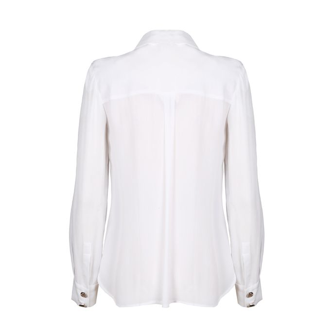 CREPE DE CHINE SHIRT WITH SILVER BUTTONS Woman White