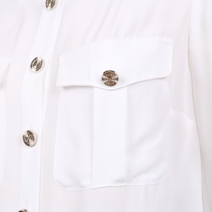 CREPE DE CHINE SHIRT WITH SILVER BUTTONS Woman White