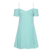 CREPE DRESS WITH OPEN SHOULDERS Woman Ditsy Floral Green CREPE DRESS WITH OPEN SHOULDERS Woman Ditsy Floral Green