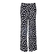 CREPE PALAZZO TROUSERS PETAL PRINT Woman Black CREPE PALAZZO TROUSERS PETAL PRINT Woman Black