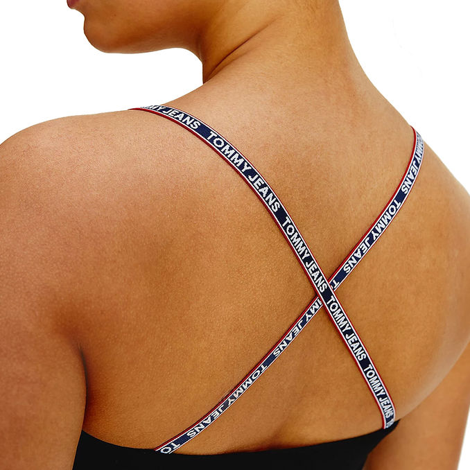 CREPE TOP WITH LOGO SHOULDERS Woman Black