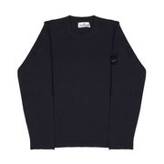 CREW NECK COTTON JUMPER WITH ROLL ON THE BOTTOM Kid Blue CREW NECK COTTON JUMPER WITH ROLL ON THE BOTTOM Kid Blue