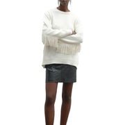CREW NECK IN STOCKING STITCH WITH FRINGES CREW NECK IN STOCKING STITCH WITH FRINGES