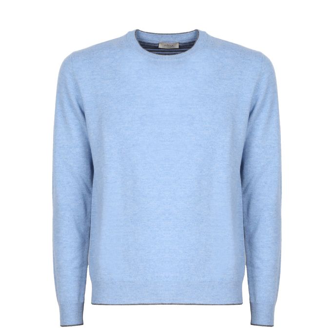 ALTEA CREW NECK JUMPER WITH PATCHES Man Light blue | Mascheroni Moda