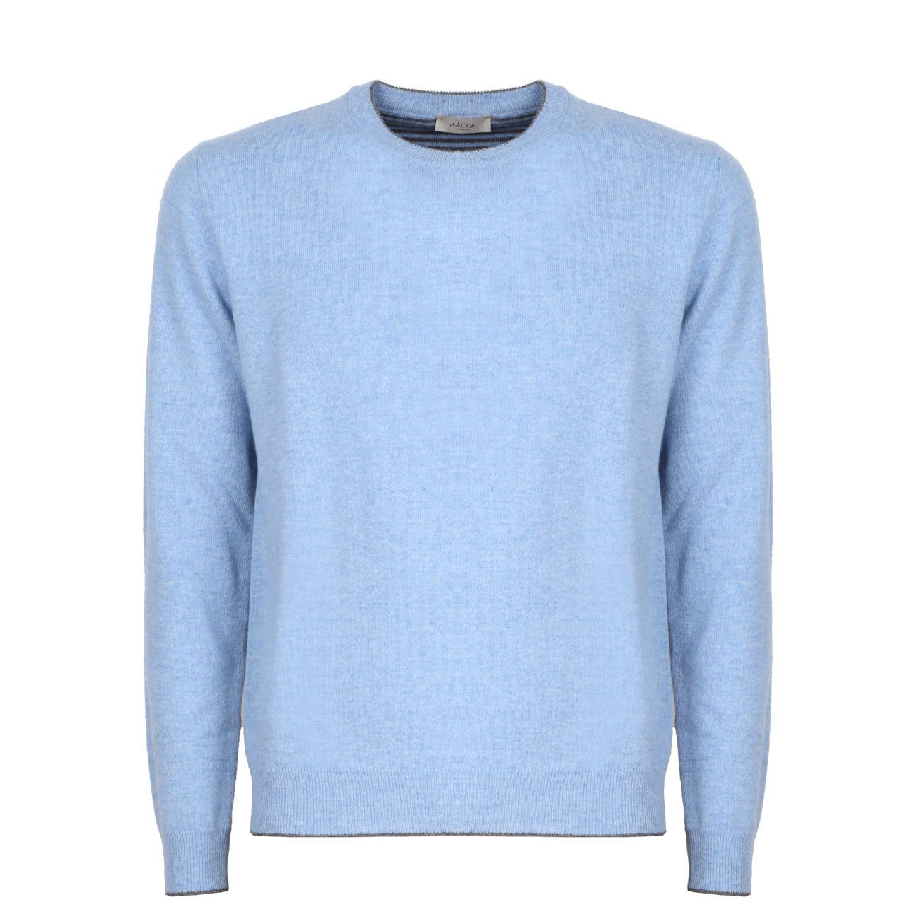 ALTEA CREW NECK JUMPER WITH PATCHES Man Light blue | Mascheroni Moda