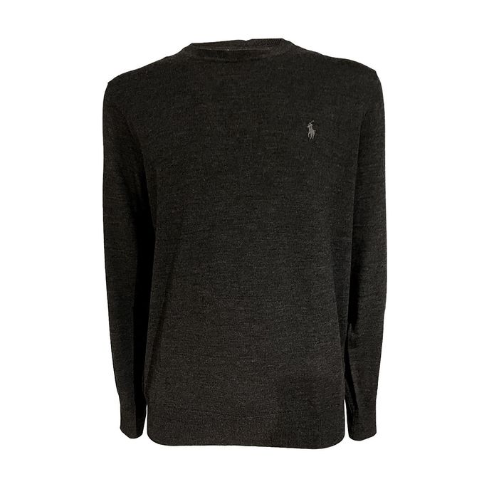 CREW NECK MERINO WOOL JUMPER Man Anthracite