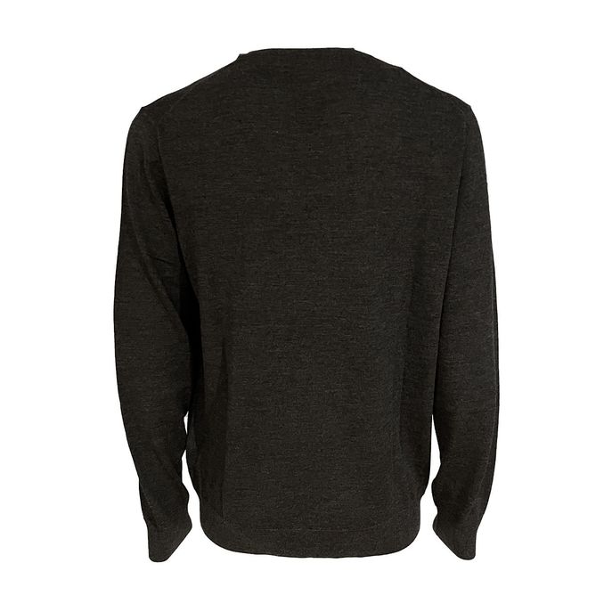 CREW NECK MERINO WOOL JUMPER Man Anthracite