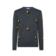 CREW NECK PULLOVER WITH MACRO JACQUARD FANTASY Man Medium Gray CREW NECK PULLOVER WITH MACRO JACQUARD FANTASY Man Medium Gray