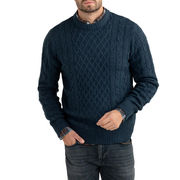 CREW NECK SWEATER WITH CABLE AND DIAMOND WORKMANSHIP CREW NECK SWEATER WITH CABLE AND DIAMOND WORKMANSHIP