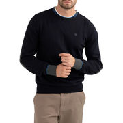 CREW NECK SWEATER WITH PATCHES ON THE ELBOWS CREW NECK SWEATER WITH PATCHES ON THE ELBOWS