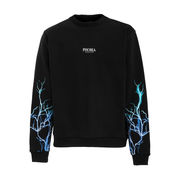 CREW NECK SWEATSHIRT WITH BLU AND LIGHTBLUE LIGHTING PRINT Uomo Black CREW NECK SWEATSHIRT WITH BLU AND LIGHTBLUE LIGHTING PRINT Uomo Black