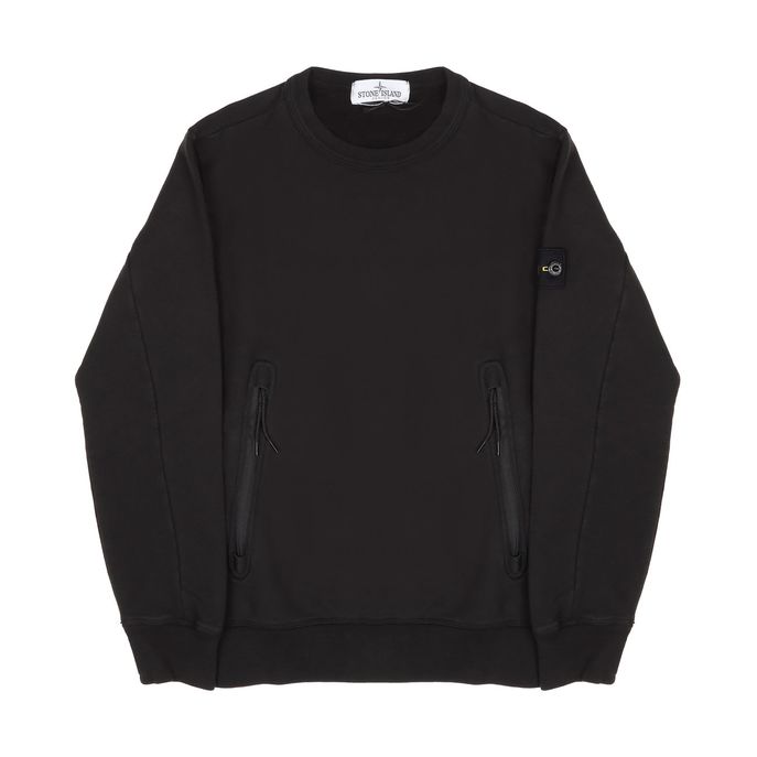CREW NECK SWEATSHIRT WITH DOUBLE ZIP POCKET Kids Black
