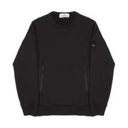 STONE ISLAND CREW NECK SWEATSHIRT WITH DOUBLE ZIP POCKET Kid Black ...