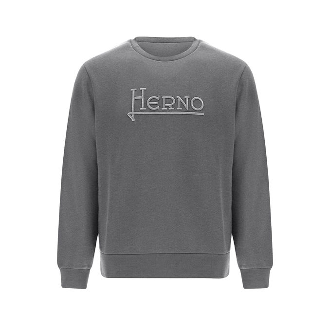 CREW NECK SWEATSHIRT WITH LOGO EMBROIDERED Man Light grey