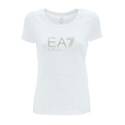 CREW NECK T-SHIRT IN STRETCH JERSEY WITH LOGO Woman White Gold CREW NECK T-SHIRT IN STRETCH JERSEY WITH LOGO Woman White Gold