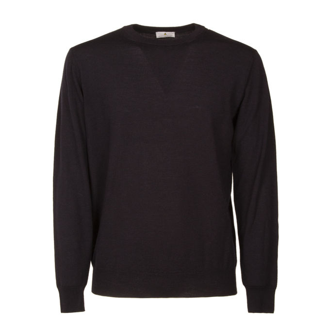 CREWNECK 100% MERINO WOOL Men Navy Blue