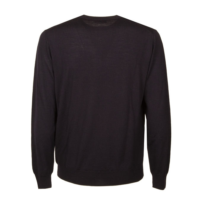 CREWNECK 100% MERINO WOOL Men Navy Blue