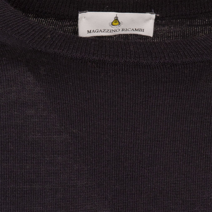 CREWNECK 100% MERINO WOOL Men Navy Blue