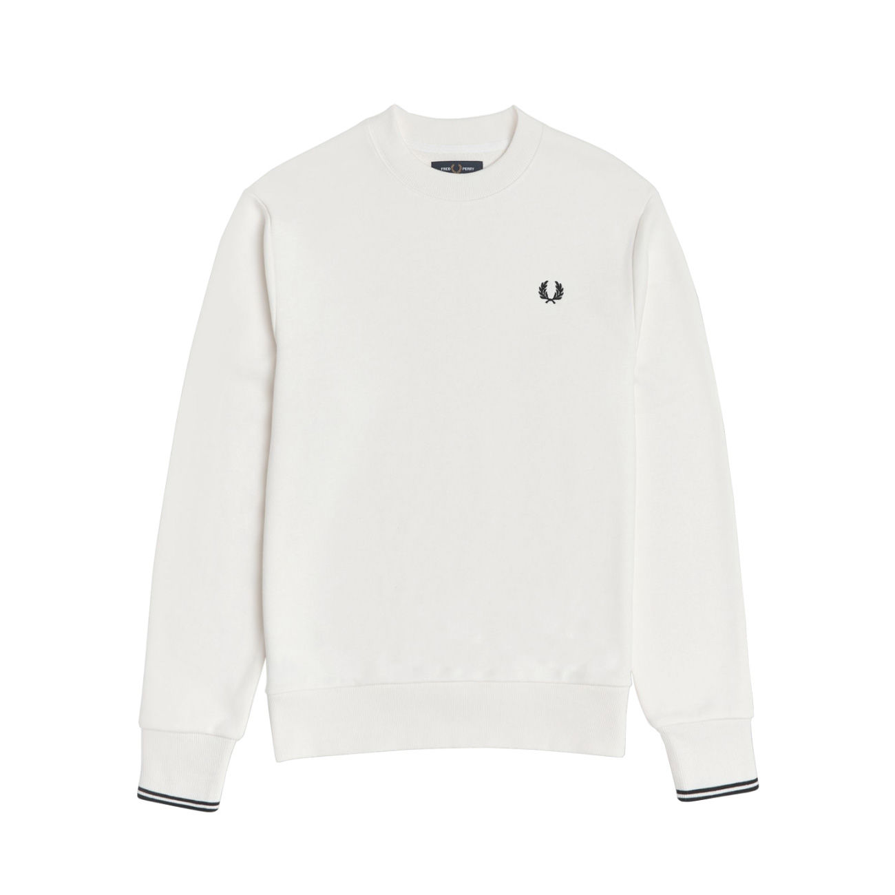 FRED PERRY CREWNECK SWEATSHIRT WITH DOUBLE STRIPE Man Now White
