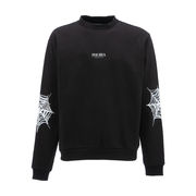 CREWNECK SWEATSHIRT WITH WHITE COBWEB PRINT Man Black CREWNECK SWEATSHIRT WITH WHITE COBWEB PRINT Man Black