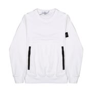 CREWNECK SWEATSHIRT WITH ZIP KANGAROO POCKET Kid White CREWNECK SWEATSHIRT WITH ZIP KANGAROO POCKET Kid White