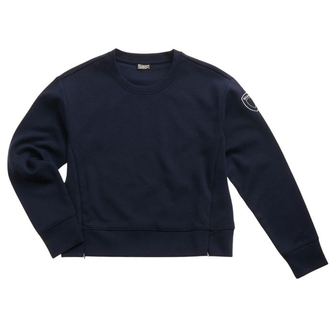 CREWNECK SWEATSHIRT WITH ZIP Woman Blue