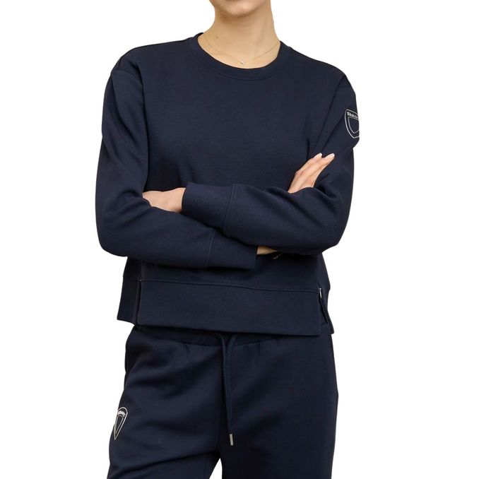 CREWNECK SWEATSHIRT WITH ZIP Woman Blue
