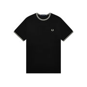 CREWNECK T-SHIRT WITH CONTRASTING INSERTS Man Black CREWNECK T-SHIRT WITH CONTRASTING INSERTS Man Black