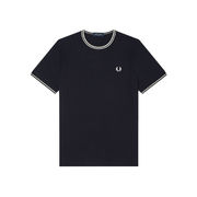 CREWNECK T-SHIRT WITH CONTRASTING INSERTS Man Navy CREWNECK T-SHIRT WITH CONTRASTING INSERTS Man Navy