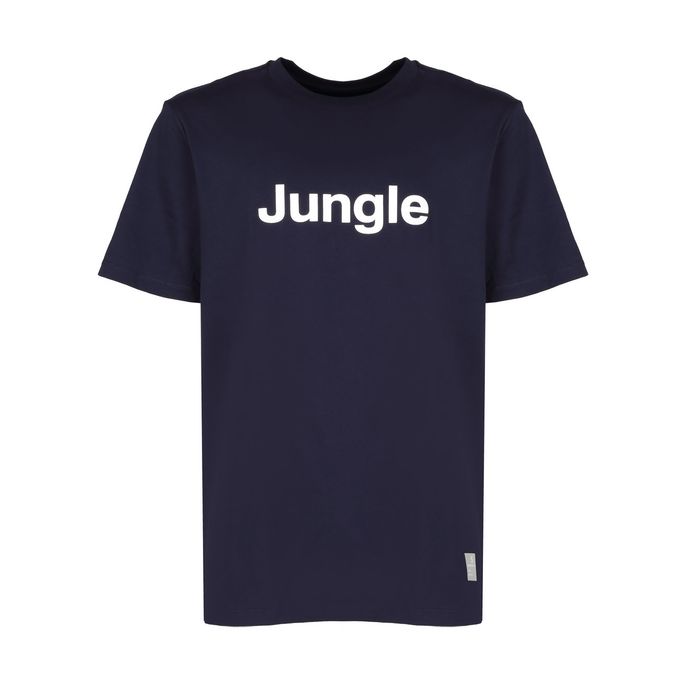 CREWNECK T-SHIRT WITH JUNGLE PRINT Man Blue