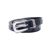 CROCODILE LEATHER BELT WITH SILVER BUCKLE Woman Black Crocodile CROCODILE LEATHER BELT WITH SILVER BUCKLE Woman Black Crocodile