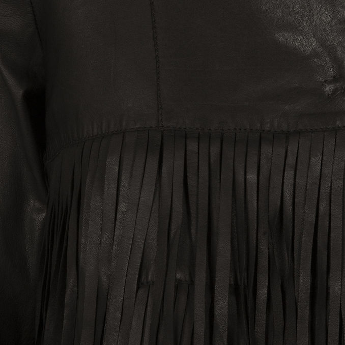 CROP JACKET WITH FRINGES Woman Black