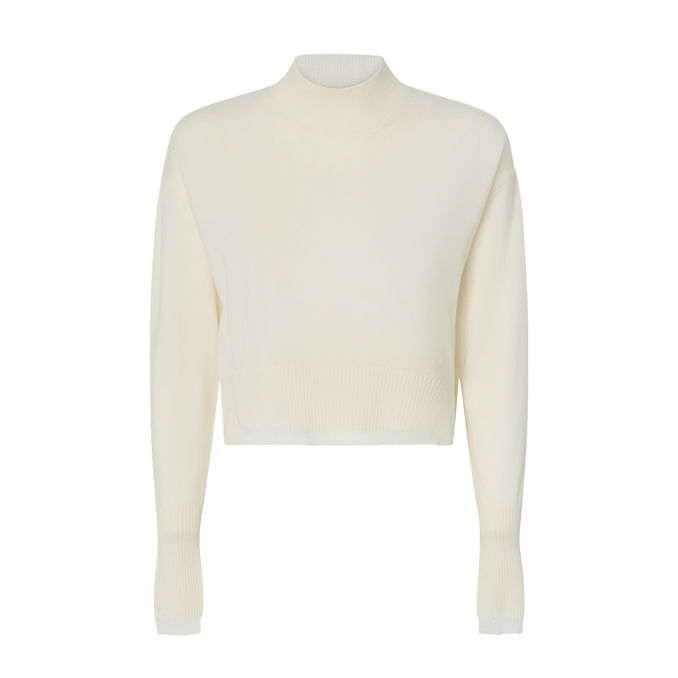 CROP MIX CASHMERE TURTLENECK Women's White Purity