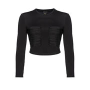 CROP TRINITY FLUID NEOPRENE JERSEY WITH GEORGETTE Woman Black Limousine Limousine CROP TRINITY FLUID NEOPRENE JERSEY WITH GEORGETTE Woman Black Limousine Limousine