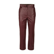 CROPPED FAUX LEATHER BRONZE TROUSERS Woman Bordeaux CROPPED FAUX LEATHER BRONZE TROUSERS Woman Bordeaux