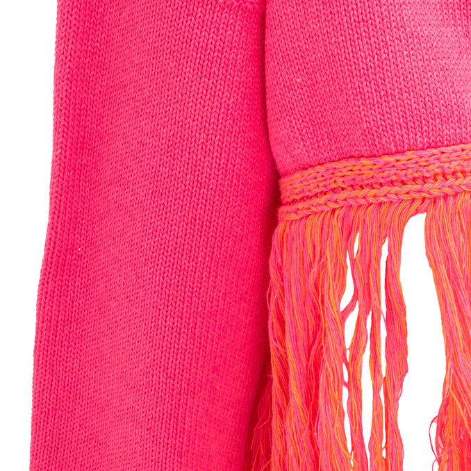 CROPPED PULLOVER WITH FRINGES Woman Hibiscus