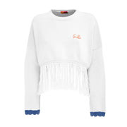 CROPPED PULLOVER WITH FRINGES Woman White CROPPED PULLOVER WITH FRINGES Woman White