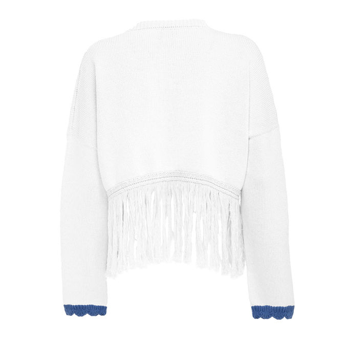 CROPPED PULLOVER WITH FRINGES Woman White