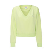 CROPPED SWEATSHIRT WITH DEEP V NECK Woman Faded Lime CROPPED SWEATSHIRT WITH DEEP V NECK Woman Faded Lime