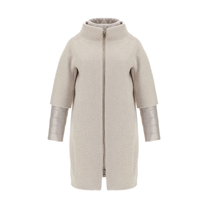 CURLY COAT WITH NYLON Woman Chantilly