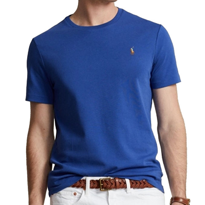 CUSTOM SLIM FIT T-SHIRT IN COTTON Man Beach Royal