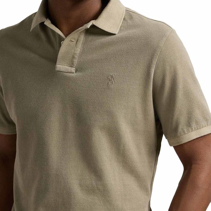 CUSTOM SLIM MINERAL-DYED MESH POLO SHIRT