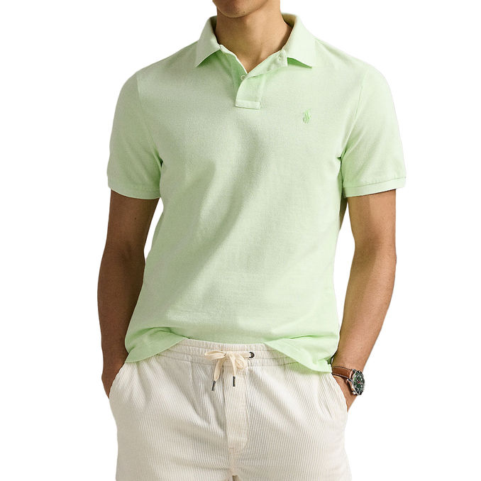 CUSTOM SLIM MINERAL-DYED MESH POLO SHIRT