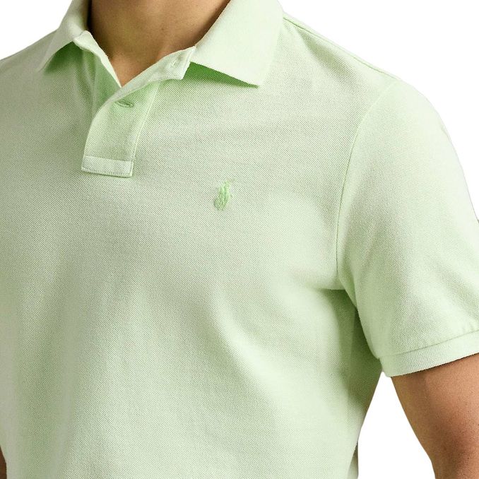 CUSTOM SLIM MINERAL-DYED MESH POLO SHIRT