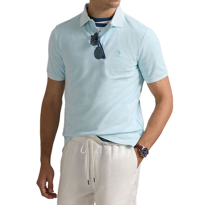 CUSTOM SLIM MINERAL-DYED MESH POLO SHIRT
