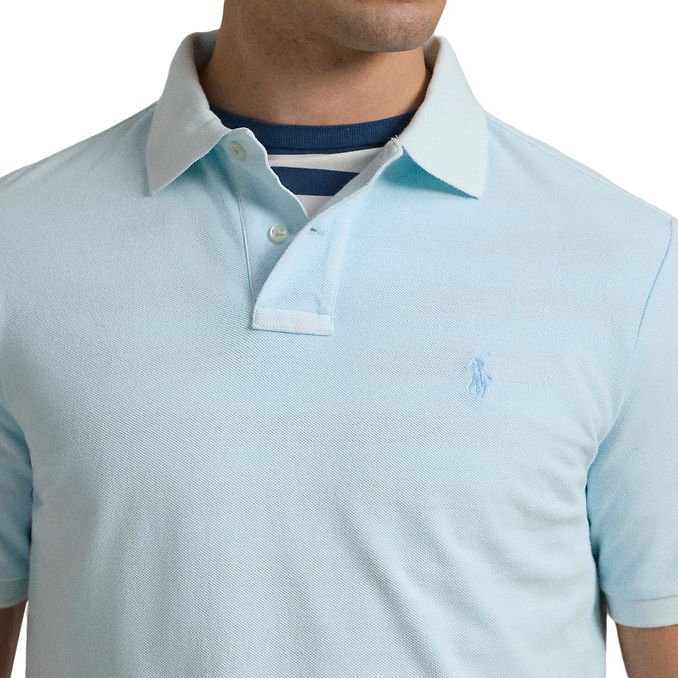 CUSTOM SLIM MINERAL-DYED MESH POLO SHIRT